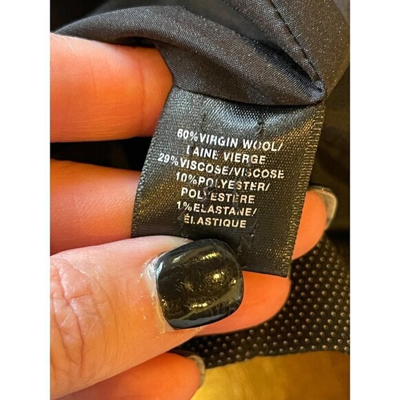 Lafayette 148 New York Black Wool Blend Micro Dot‎ Mandarin Collar Blazer 12P - Picture 12 of 12